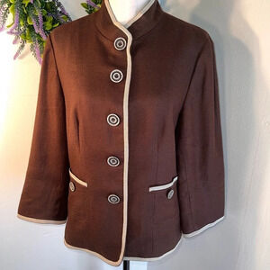 Peck&peck,14 oversized button front pocketed,contrast stitching jacket/Blazer